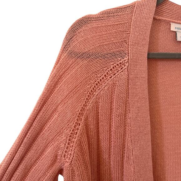Sundance Angel Wing Pointelle Linen Blend Cardigan Sweater Pink Size Medium - Picture 6 of 11